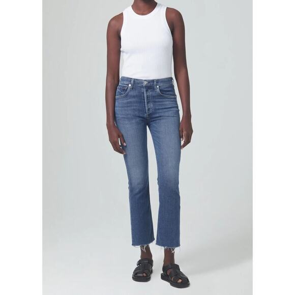 Citizens of Humanity Isola Jeans Size 26 Lawless Blue Crop Flare Stretch Denim - Picture 5 of 15